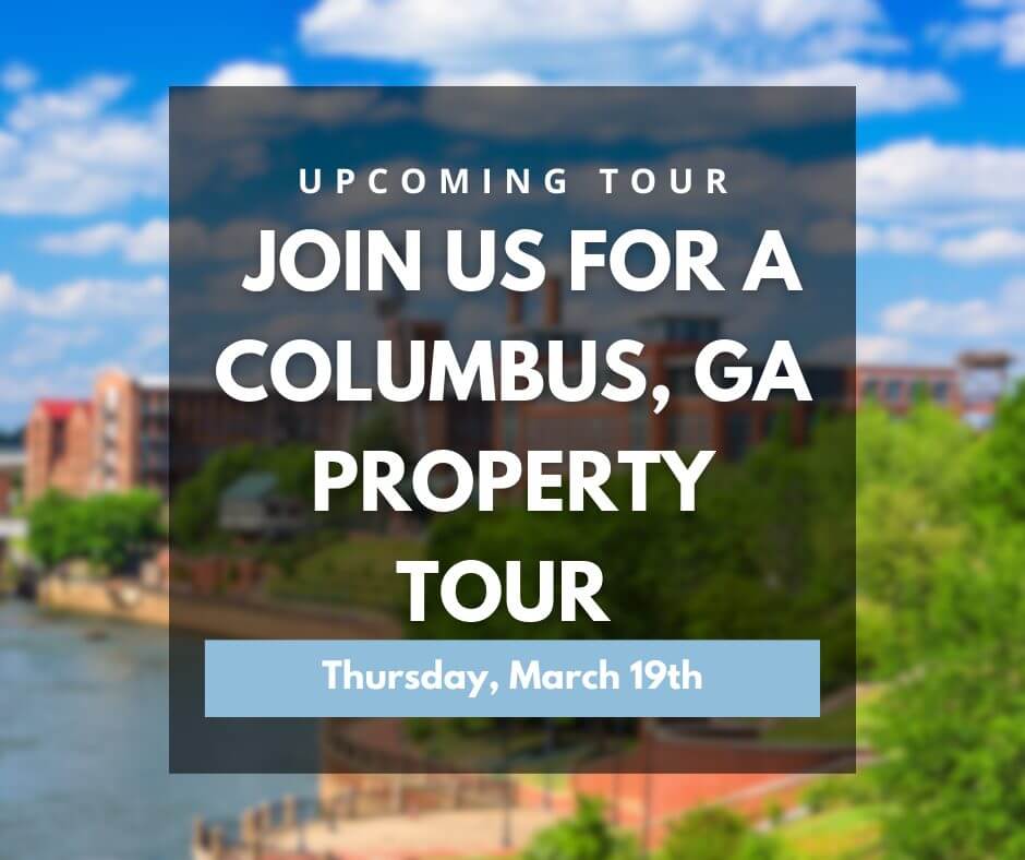 Featured image promoting Columbus, GA investment property tour in March 2026