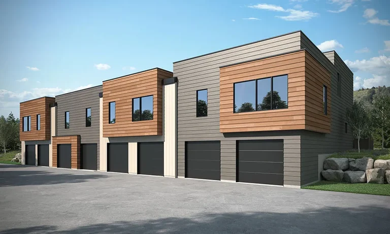 Photo rendering of several two story townhouses in Park City, Utah