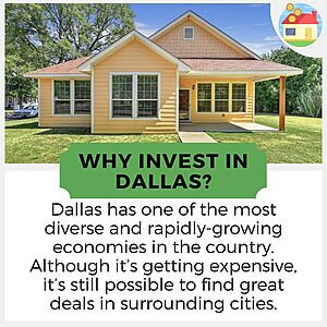Picture of Dallas investment property with info about why it's a good place to invest today