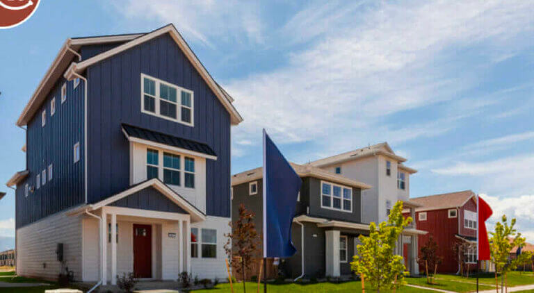 Photo rendering of several two story houses in Bozeman, Montana